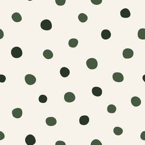 Confetti Polka Dot christmas green on cream background 9in, Tree Trimming Collection