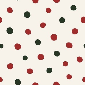 Confetti Polka Dot christmas red and green on cream background 9in, Tree Trimming Collection