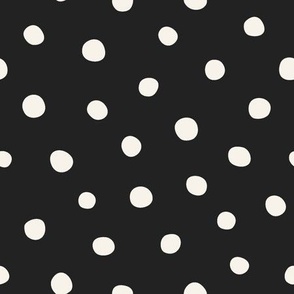Confetti Polka Dot black and white cream on black background 9in, Tree Trimming Collection