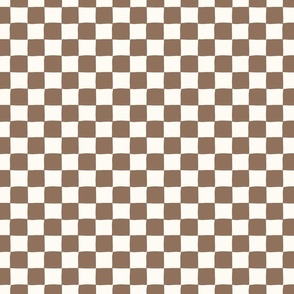 Checkerboard in chocolate brown and off white SMALL