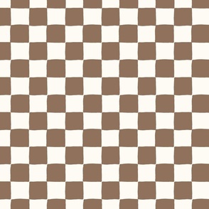 Checkerboard in chocolate brown and off white LARGE