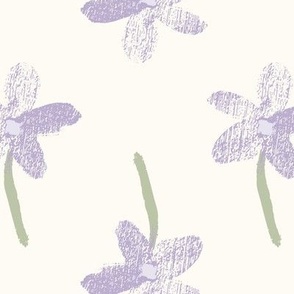 Lilac purple textured daisy block print LARGE