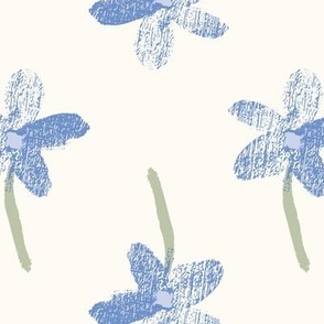 Blueberry blue textured daisy block print LARGE