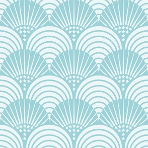 Safe Harbor Seashells / Art Deco / Beach Coastal / Pool Blue / Small