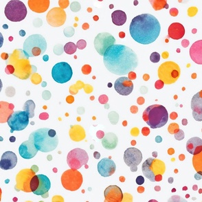 Mulitcolor Loose Watercolor Paint Spatter Confetti Pattern