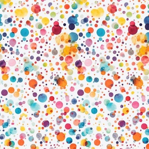 Mulitcolor Loose Watercolor Paint Spatter Confetti Pattern Smaller Scale