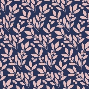 Leaves and berries_navy and pink