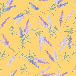 Lavender sprigs on bright yellow