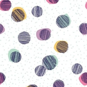 Playful Spots, dots and Polkadots with pattern pink, mint green, yellow, purple, lilac, kids