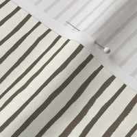 Medium Handpainted watercolor wonky uneven stripes - Bark brown on cream - Petal Signature Cotton Solids coordinate 