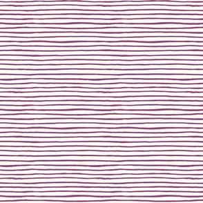 Medium Handpainted watercolor wonky uneven stripes - Berry purple on cream - Petal Signature Cotton Solids coordinate 