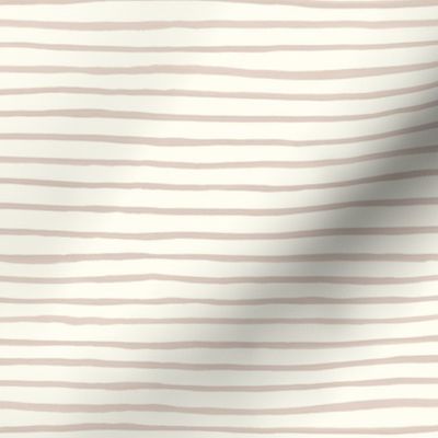 Medium Handpainted watercolor wonky uneven stripes - Blush on cream - Petal Signature Cotton Solids coordinate 