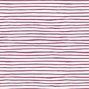 Small Handpainted watercolor wonky uneven stripes - Bubble Gum (dark pink) on cream - Petal Signature Cotton Solids coordinate 