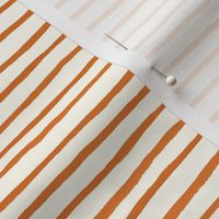 Medium Handpainted watercolor wonky uneven stripes - Carrot orange on cream - Petal Signature Cotton Solids coordinate 