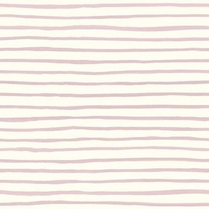 Medium Handpainted watercolor wonky uneven stripes - Cotton Candy pink  on cream - Petal Signature Cotton Solids coordinate 