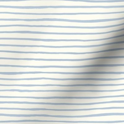 Medium Handpainted watercolor wonky uneven stripes - Fog blue on cream - Petal Signature Cotton Solids coordinate 