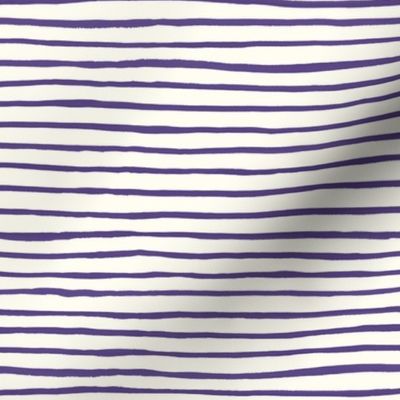 Medium Handpainted watercolor wonky uneven stripes - Grape purple on cream - Petal Signature Cotton Solids coordinate 