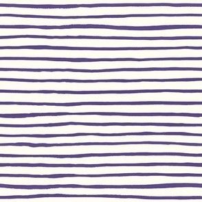 Medium Handpainted watercolor wonky uneven stripes - Grape purple on cream - Petal Signature Cotton Solids coordinate 