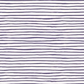 Small Handpainted watercolor wonky uneven stripes - Grape purple on cream - Petal Signature Cotton Solids coordinate 