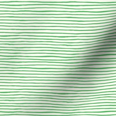 Small Handpainted watercolor wonky uneven stripes - Grass green on cream - Petal Signature Cotton Solids coordinate 