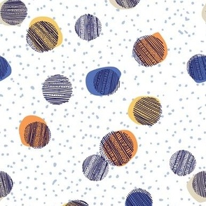 Playful Spots, dots and Polkadots with pattern blue, yellow, orange kids