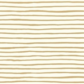 Medium Handpainted watercolor wonky uneven stripes - Honey (light brown) on cream - Petal Signature Cotton Solids coordinate 