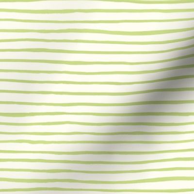 Medium Handpainted watercolor wonky uneven stripes - Honeydew green on cream - Petal Signature Cotton Solids coordinate 