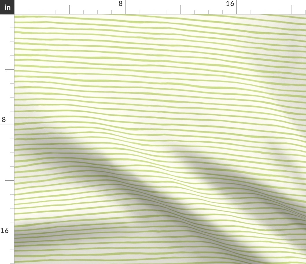 Medium Handpainted watercolor wonky uneven stripes - Honeydew green on cream - Petal Signature Cotton Solids coordinate 