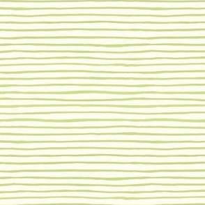 Small Handpainted watercolor wonky uneven stripes - Honeydew green on cream - Petal Signature Cotton Solids coordinate 