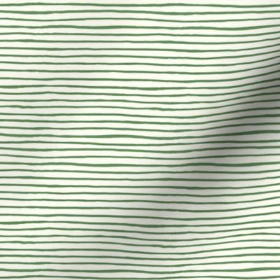 Small Handpainted watercolor wonky uneven stripes - Kelly green on cream - Petal Signature Cotton Solids coordinate 