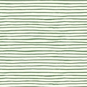 Small Handpainted watercolor wonky uneven stripes - Kelly green on cream - Petal Signature Cotton Solids coordinate 