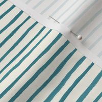 Medium Handpainted watercolor wonky uneven stripes - Lagoon blue on cream - Petal Signature Cotton Solids coordinate 