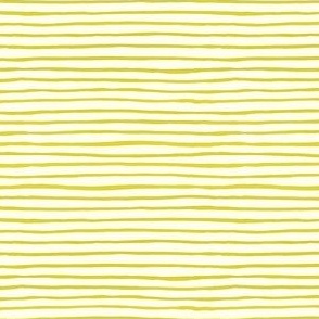 Small Handpainted watercolor wonky uneven stripes - Lemon Lime yellow on cream 