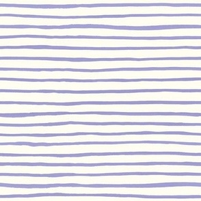Medium Handpainted watercolor wonky uneven stripes - Lilac purple on cream - Petal Signature Cotton Solids coordinate 