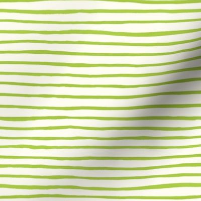 Handpainted watercolor wonky uneven stripes - Lime green on cream - Petal Signature Cotton Solids coordinate - medium