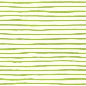 Handpainted watercolor wonky uneven stripes - Lime green on cream - Petal Signature Cotton Solids coordinate - medium