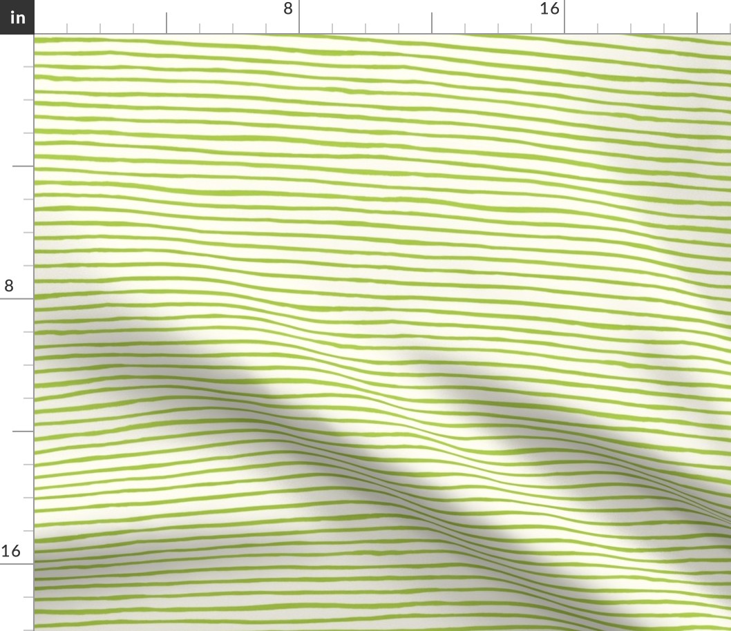 Handpainted watercolor wonky uneven stripes - Lime green on cream - Petal Signature Cotton Solids coordinate - medium