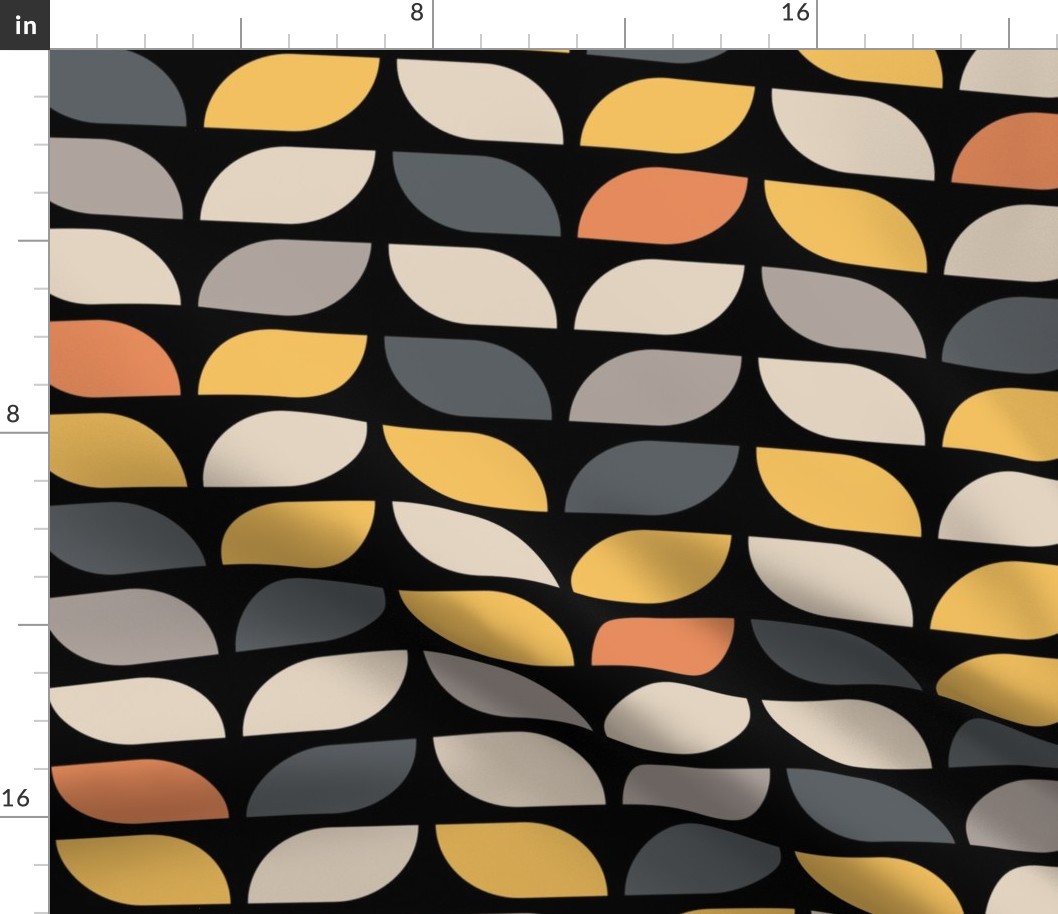 Geometric Pattern: Leaf: Parget Black (large version)