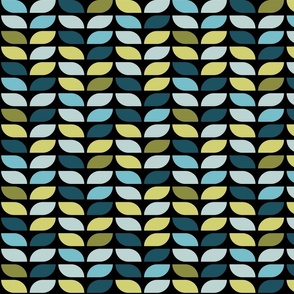 Geometric Pattern: Leaf: Pond Black (standard version)