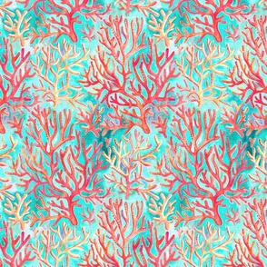 Textured Red Coral on Pastel Cyan medium