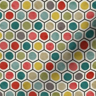 retro color hexagons - complementary (medium)