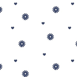   Navy flower heart pattern
