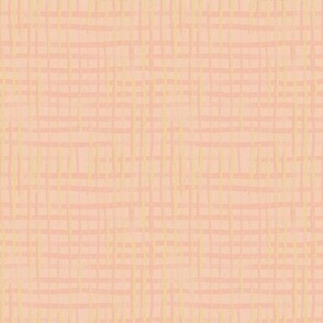 Blush, Coral, and Buttercup Yellow Hand Drawn Plaid // Medium Scale