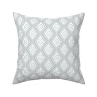 Diamond and dot ikat in blue lace gray and white