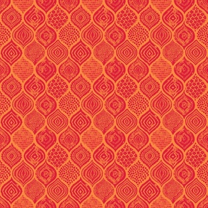 moroccan pattern ikat -  orange and red