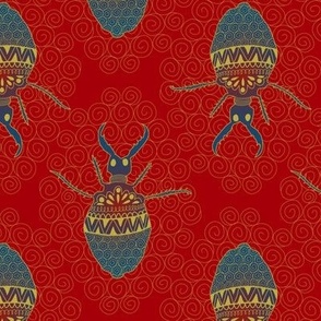 jewel-toned doodled doodlebug red