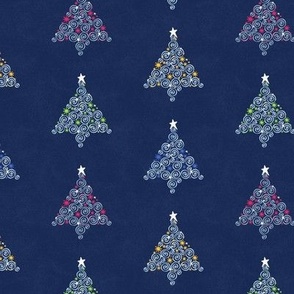 Dreamy Christmas Tree- whimsy farmhouse cottage decor in navy fabric