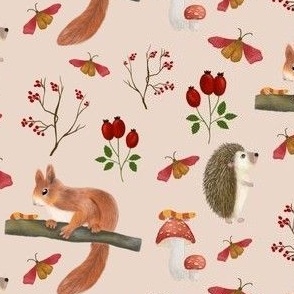 Whimsical Woods| Hedgehog, Squirrel and Fall Foliage