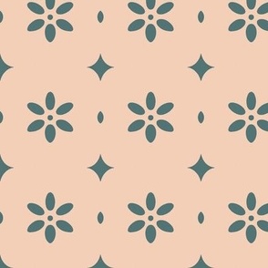 Geometric Floral // Blush Pink and Aegean Blue // Large Scale