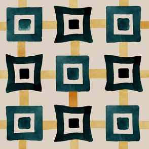 savannah - Watercolor squares and lines L